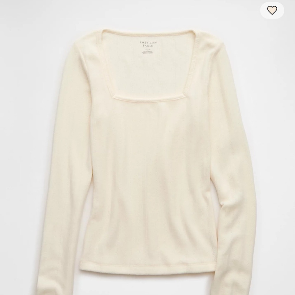 American Eagle Outfitters Light Cream Ribbed Top Warm and Cozy